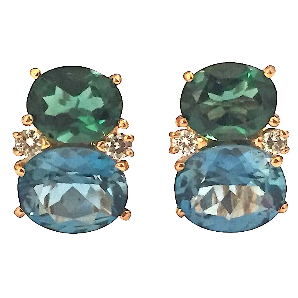 Large GUM DROP™ Earrings with Cabochon Chalcedony and Diamonds