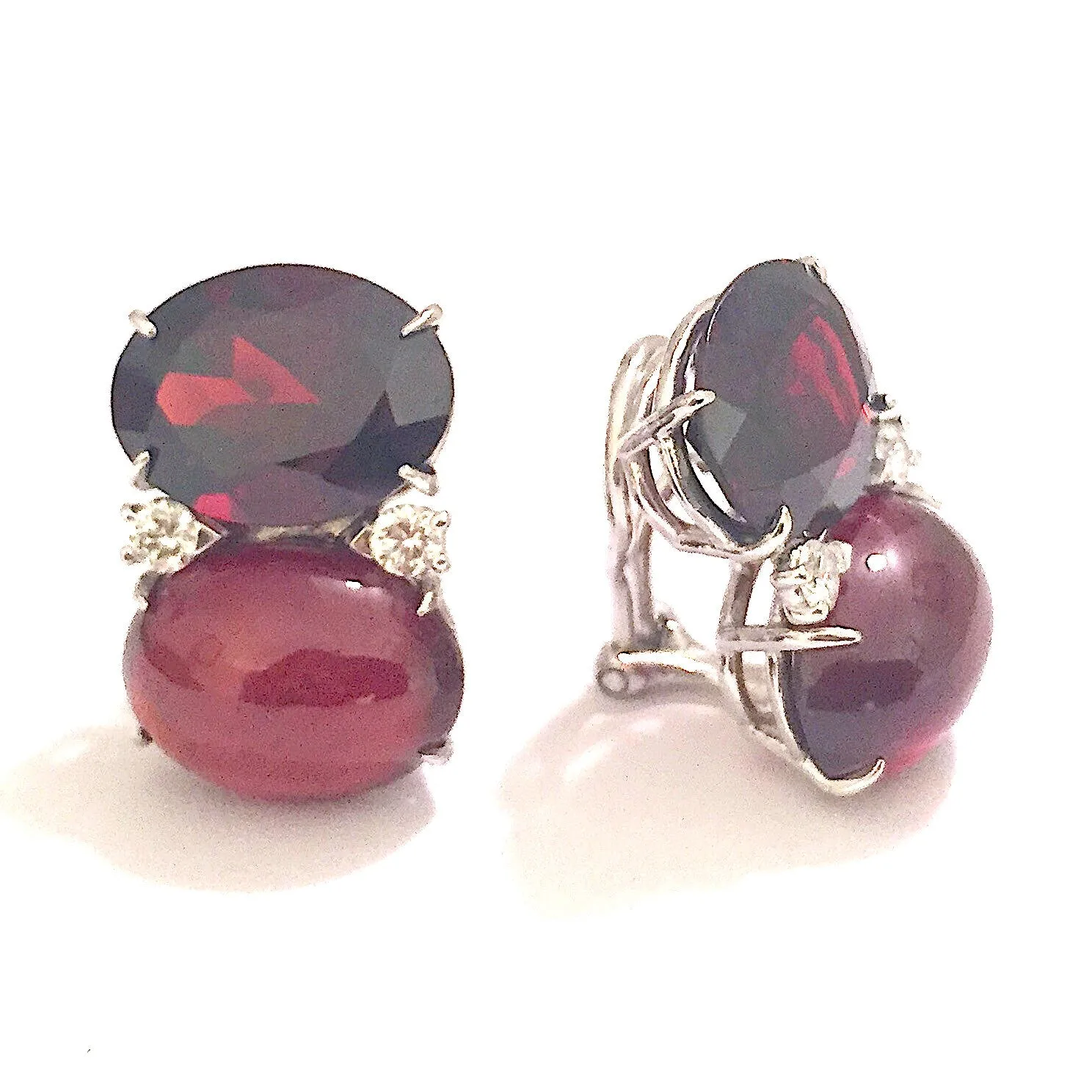 Large GUM DROP™ Earrings with Cabochon Chalcedony and Diamonds