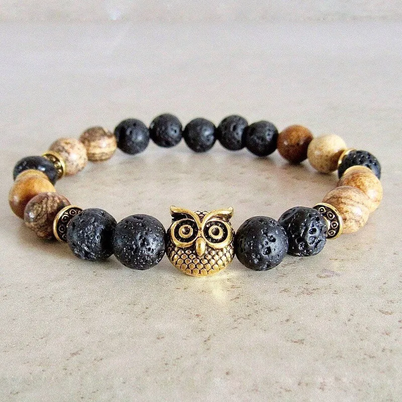 Lava Stone and Picture Jasper Bracelet
