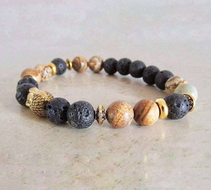Lava Stone and Picture Jasper Bracelet