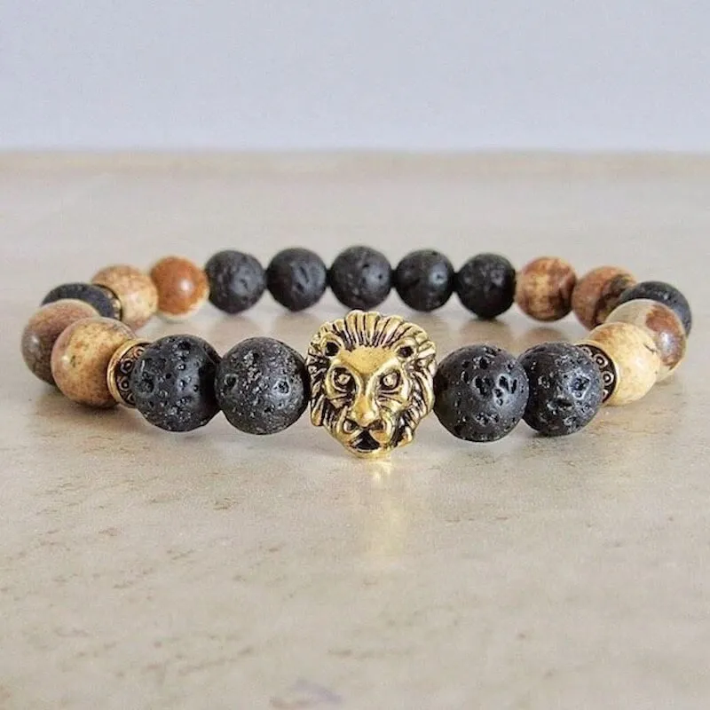 Lava Stone and Picture Jasper Bracelet