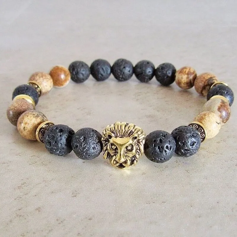 Lava Stone and Picture Jasper Bracelet