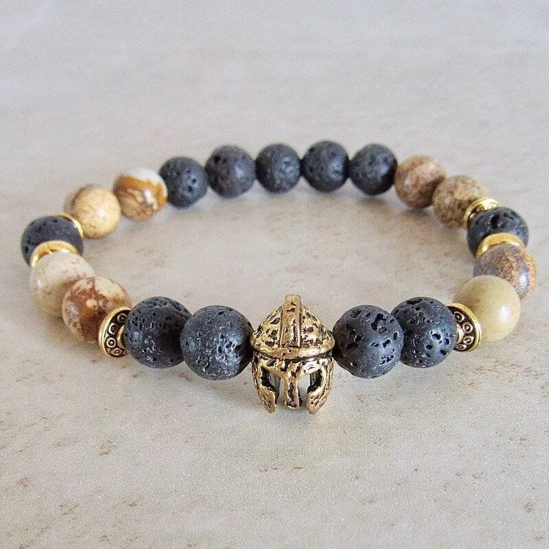 Lava Stone and Picture Jasper Bracelet