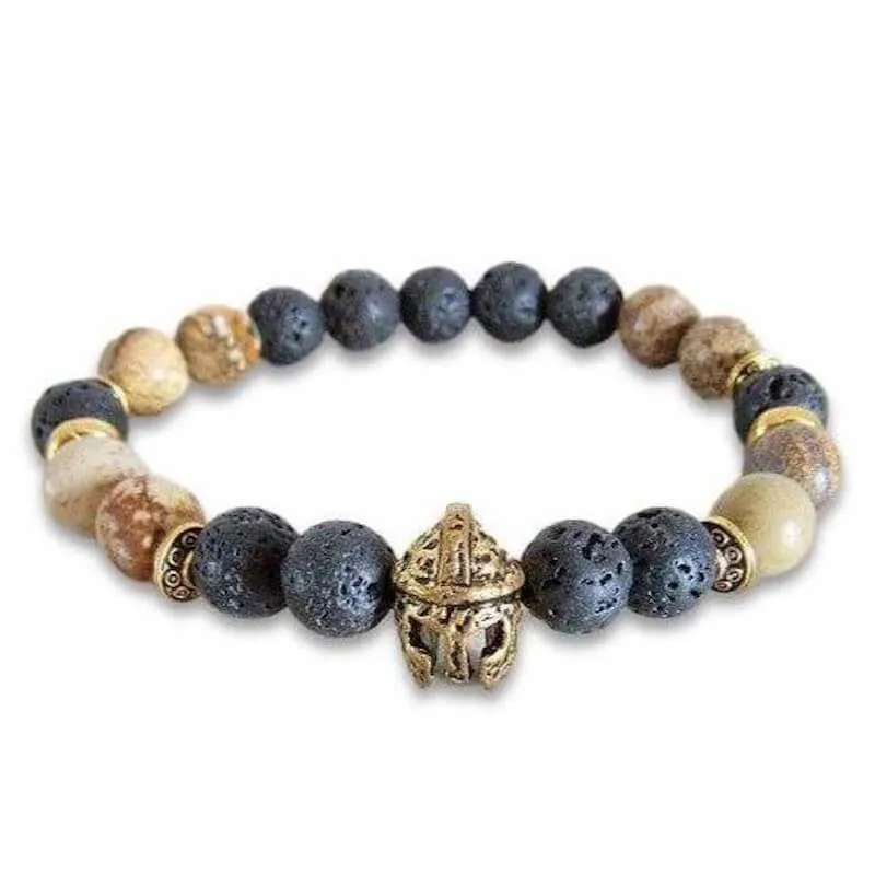 Lava Stone and Picture Jasper Bracelet