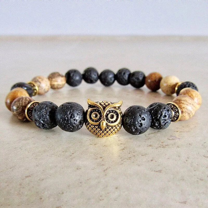Lava Stone and Picture Jasper Bracelet