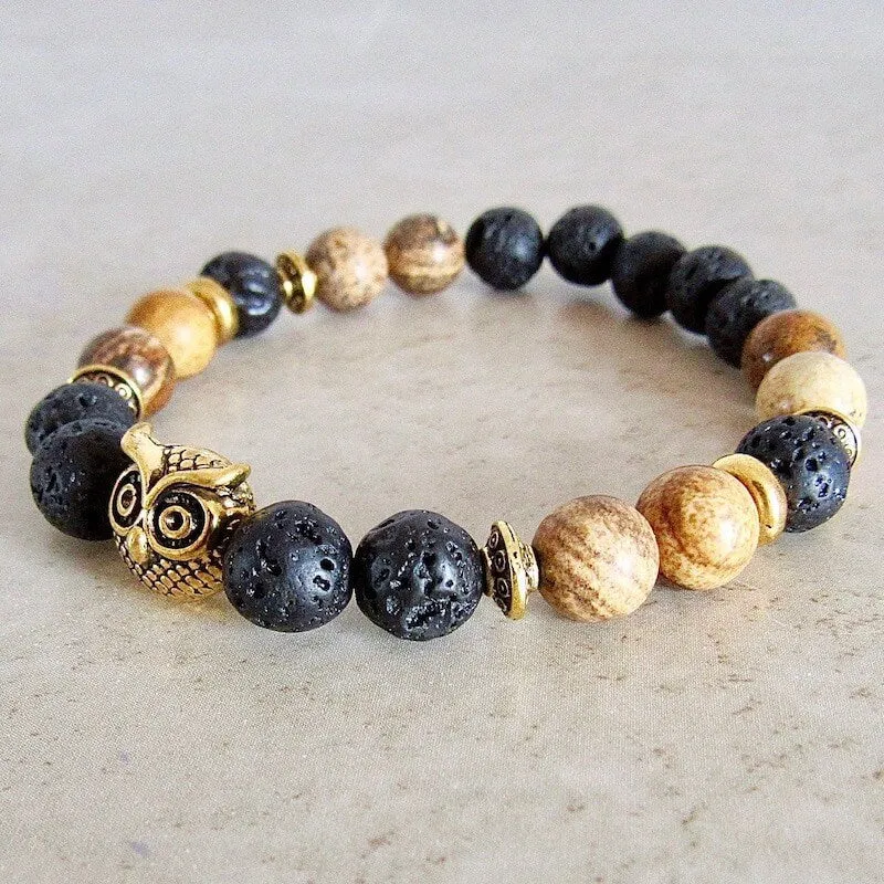 Lava Stone and Picture Jasper Bracelet