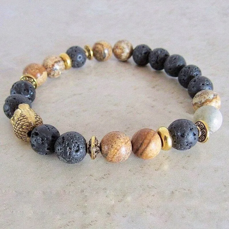 Lava Stone and Picture Jasper Bracelet