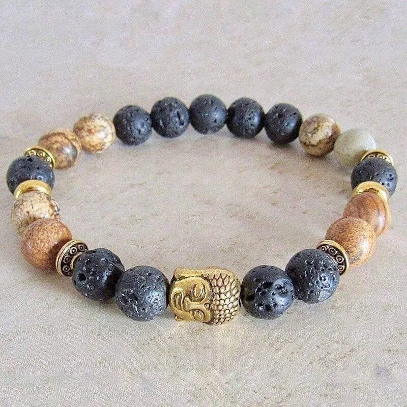 Lava Stone and Picture Jasper Bracelet