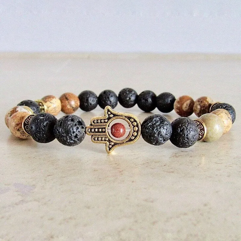Lava Stone and Picture Jasper Bracelet