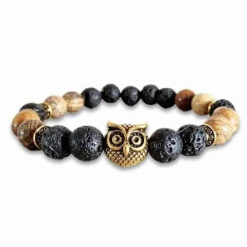 Lava Stone and Picture Jasper Bracelet
