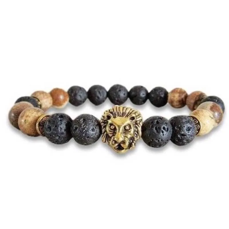 Lava Stone and Picture Jasper Bracelet