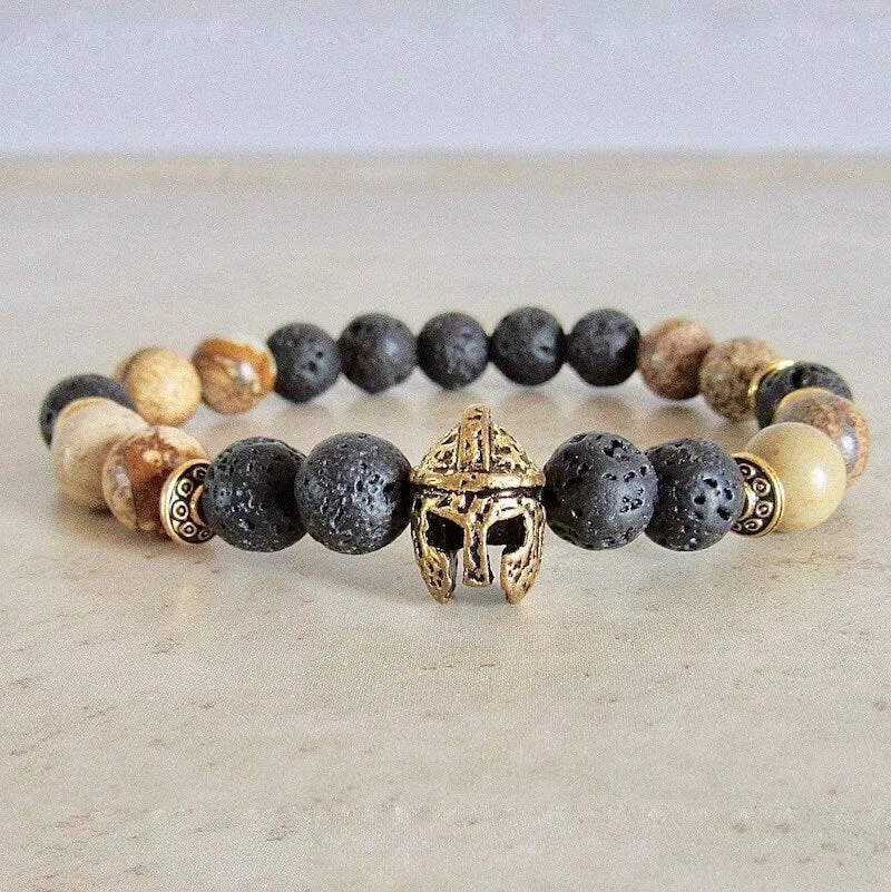 Lava Stone and Picture Jasper Bracelet