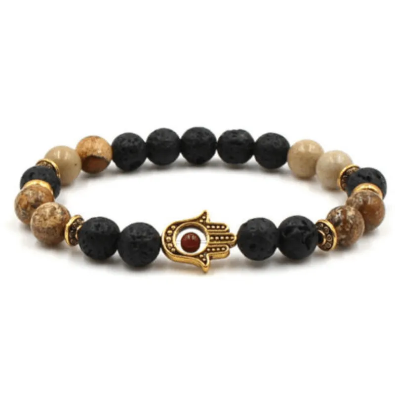 Lava Stone and Picture Jasper Bracelet
