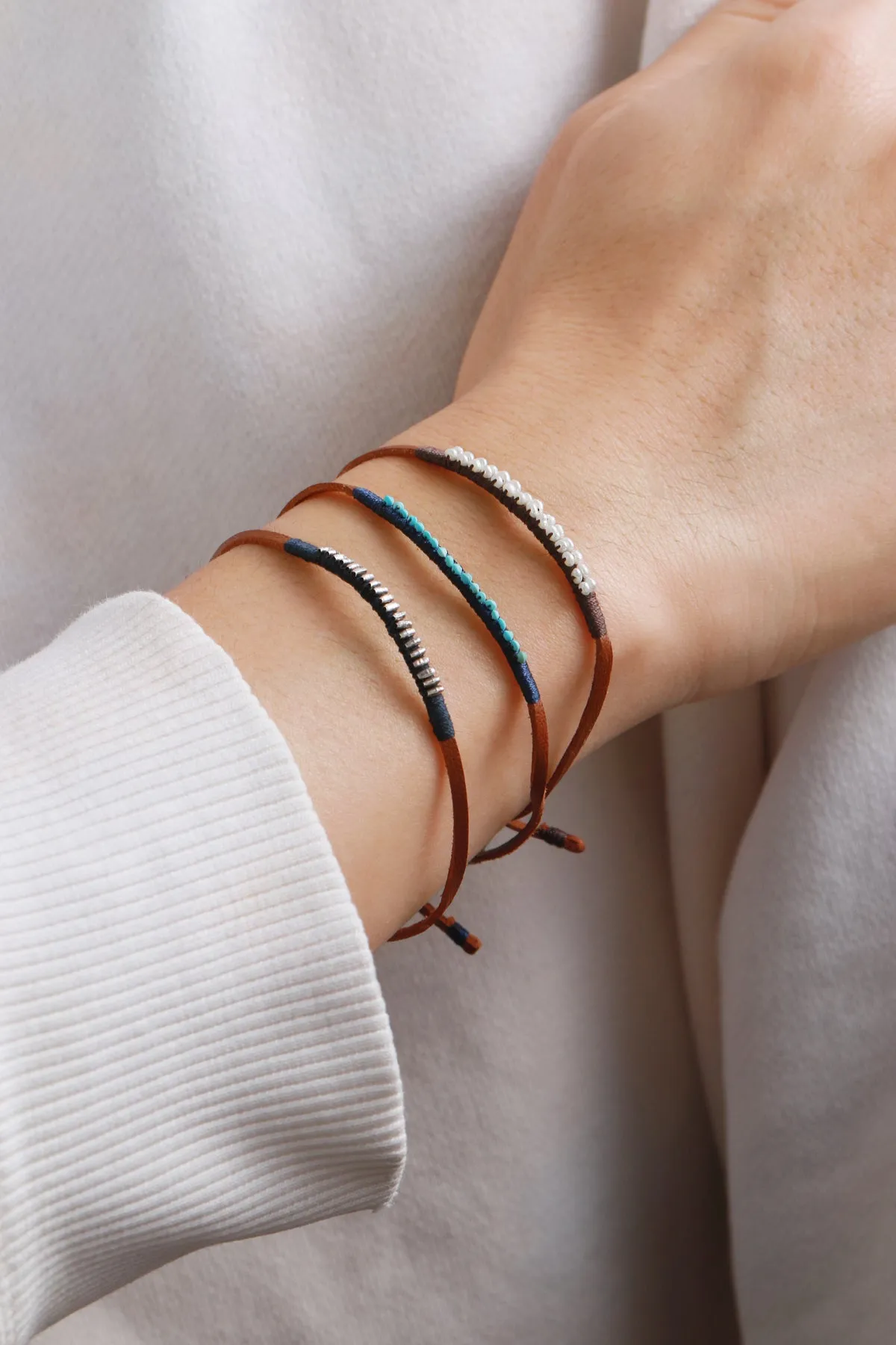 Leather Bracelet with Pearl by See Real Flowers