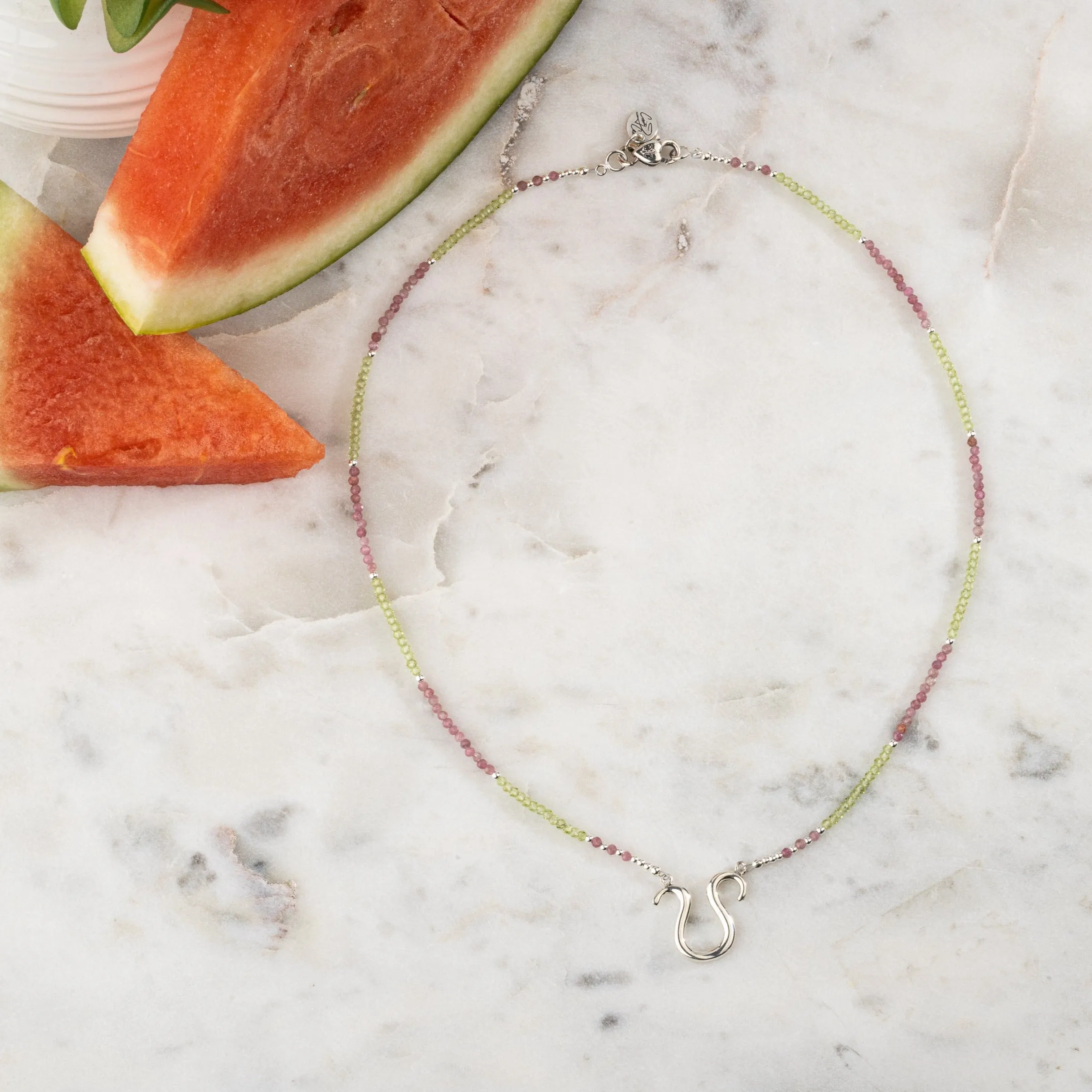 Leo Peridot & Pink Tourmaline Signature Zodiac Necklace