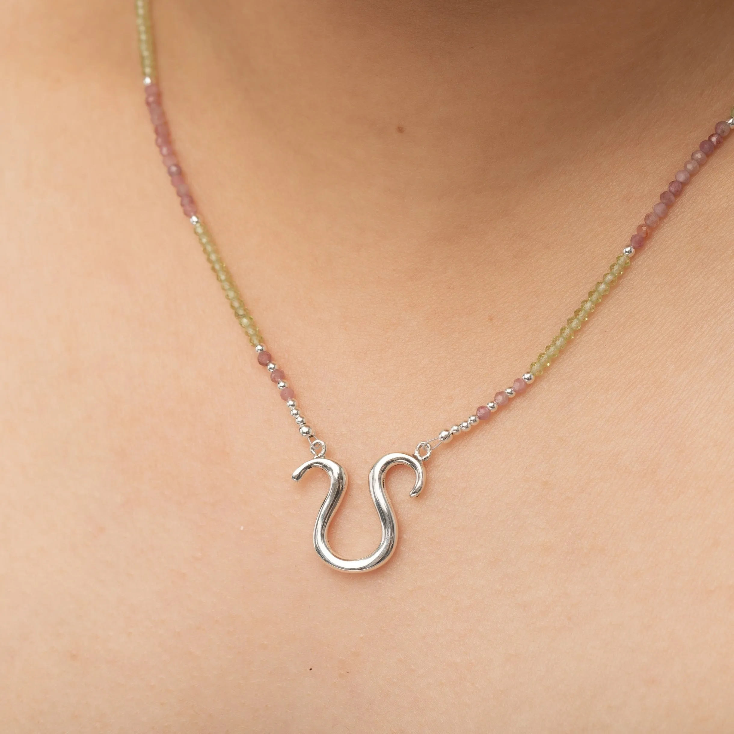 Leo Peridot & Pink Tourmaline Signature Zodiac Necklace