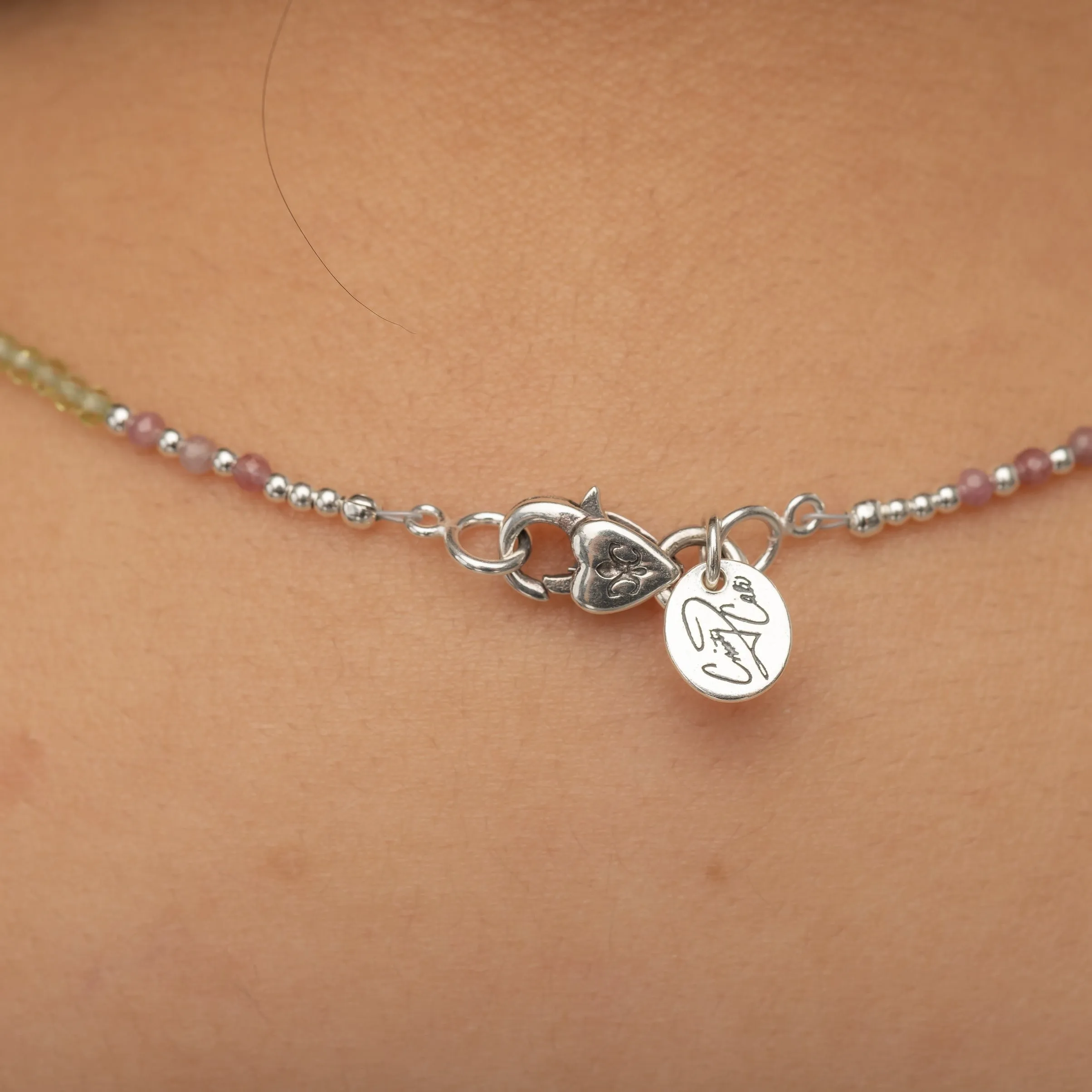 Leo Peridot & Pink Tourmaline Signature Zodiac Necklace