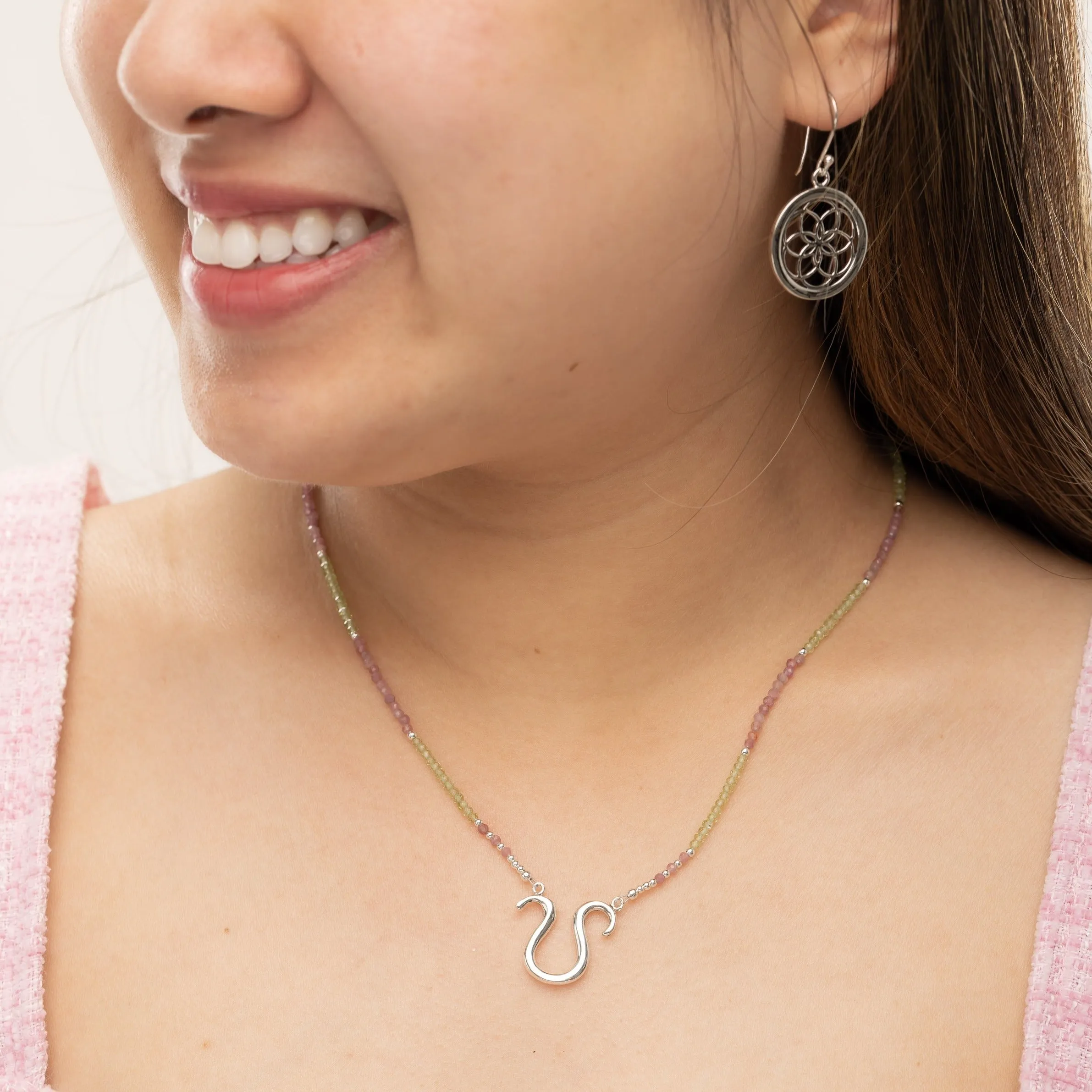 Leo Peridot & Pink Tourmaline Signature Zodiac Necklace