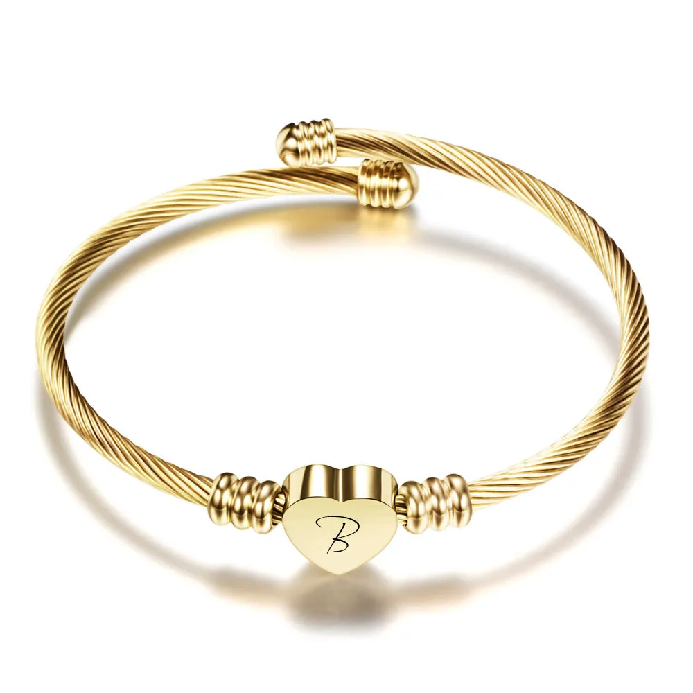 Letters Stainless Steel Wire Braided Cable Titanium Steel Heart-Shaped