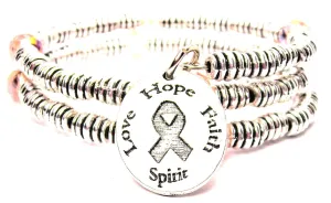 Love Hope Faith Spirit Awareness Ribbon Curly Coil Wrap Style Bangle Bracelet