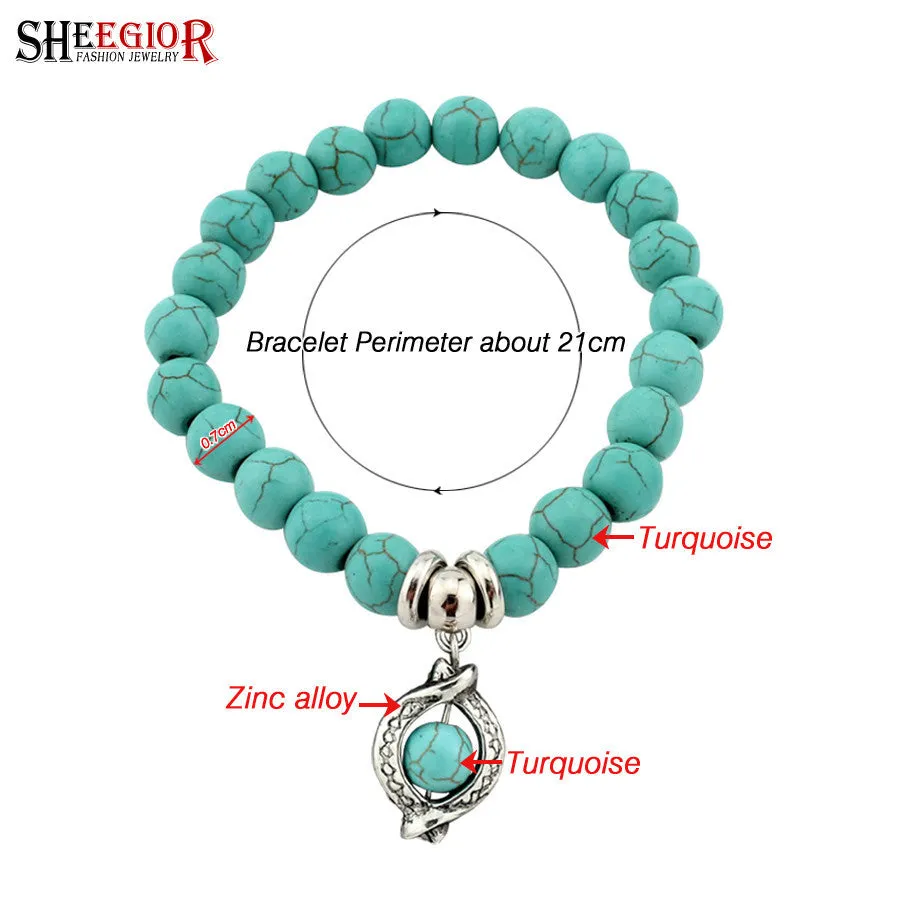 Love Vintage Bohemian turquoise pendants bracelets for women