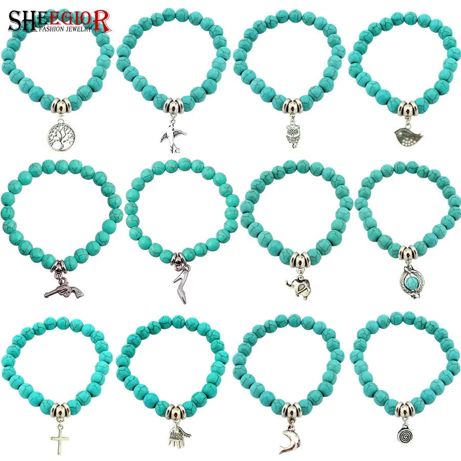 Love Vintage Bohemian turquoise pendants bracelets for women
