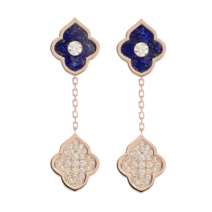 LUCE COLOUR - EARRINGS PENDANT ROSE GOLD PAVE LAPIS LAZULI & 2 DIAMONDS S