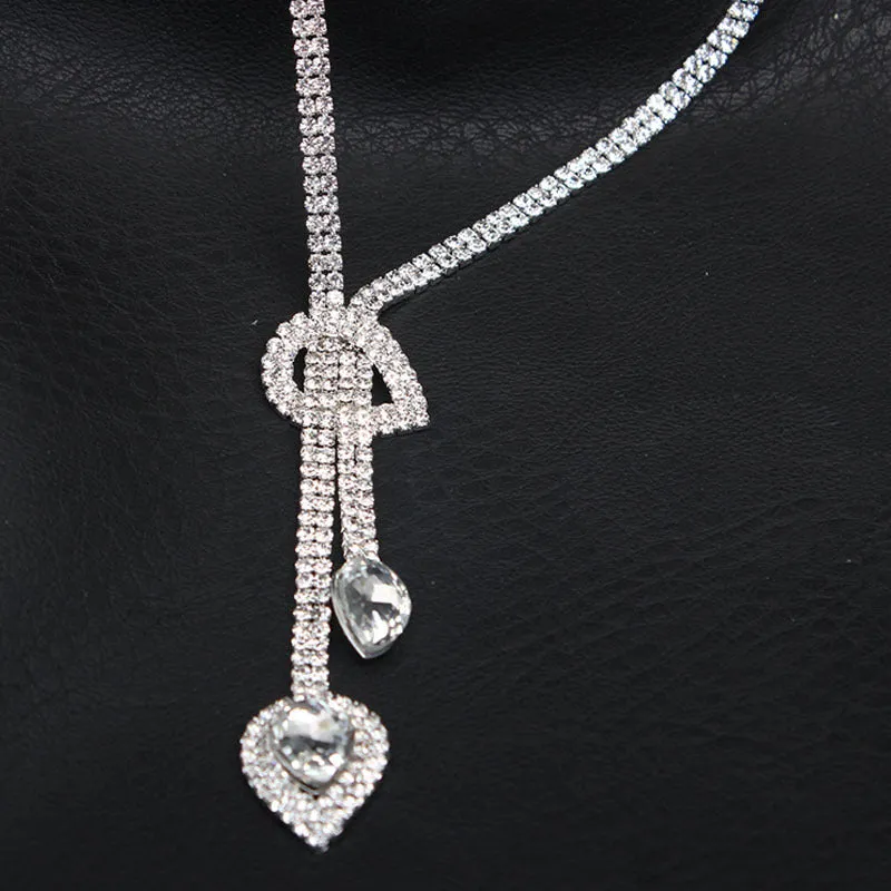 Luxury Glitter Rhinestone Necklace Earrings Sets for Wedding Party Brida Dress Accessories Eardrop Choker Ladies Gifts