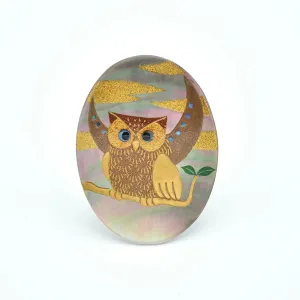Maki-e Urushi Lacquer Brooch - Black Lip Oyster Pearl Shell / Owl -, Traditional Japanese Urushi Lacquer Jewelry