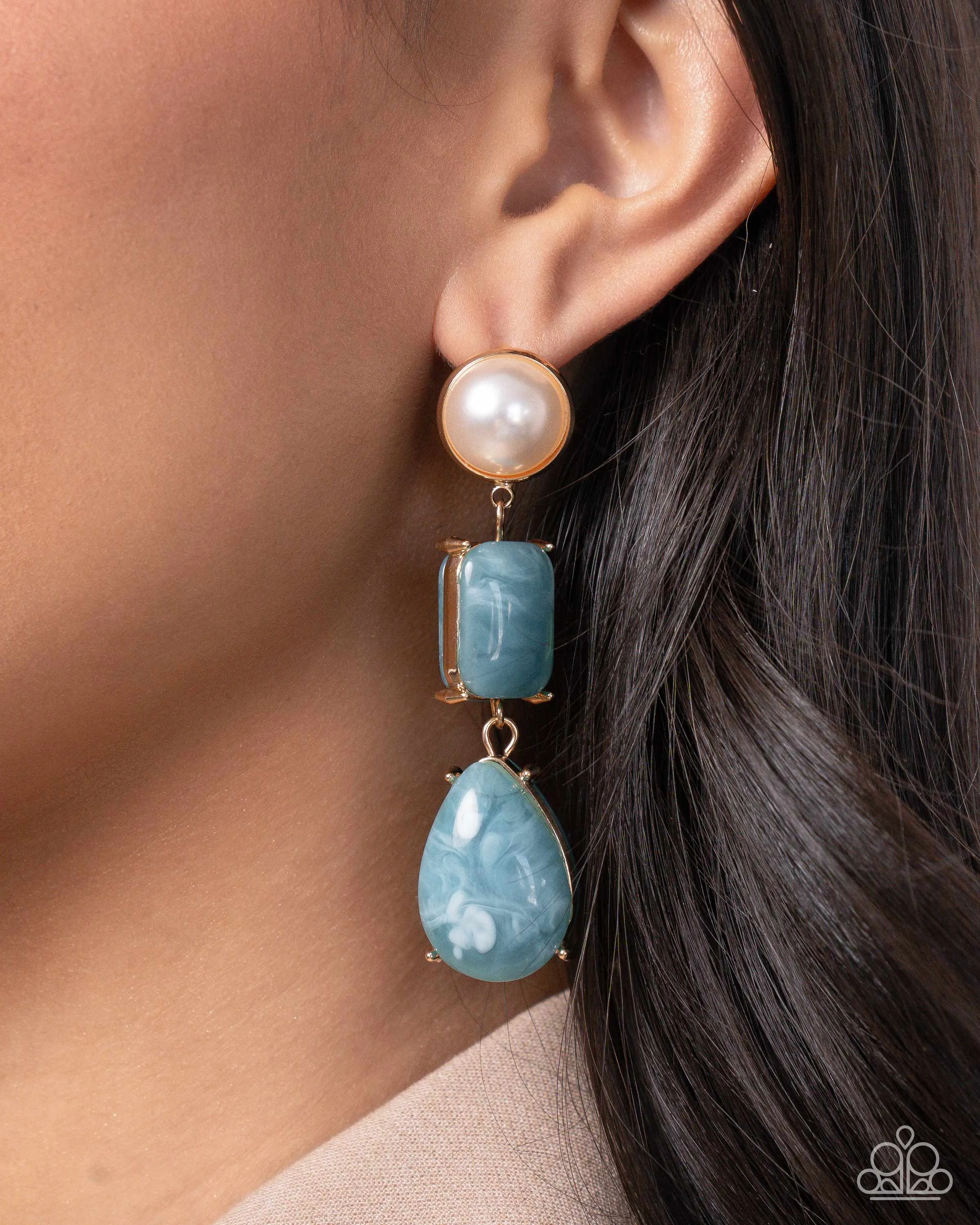 Marbled Masterpiece - Blue Post Earrings - Paparazzi Accessories