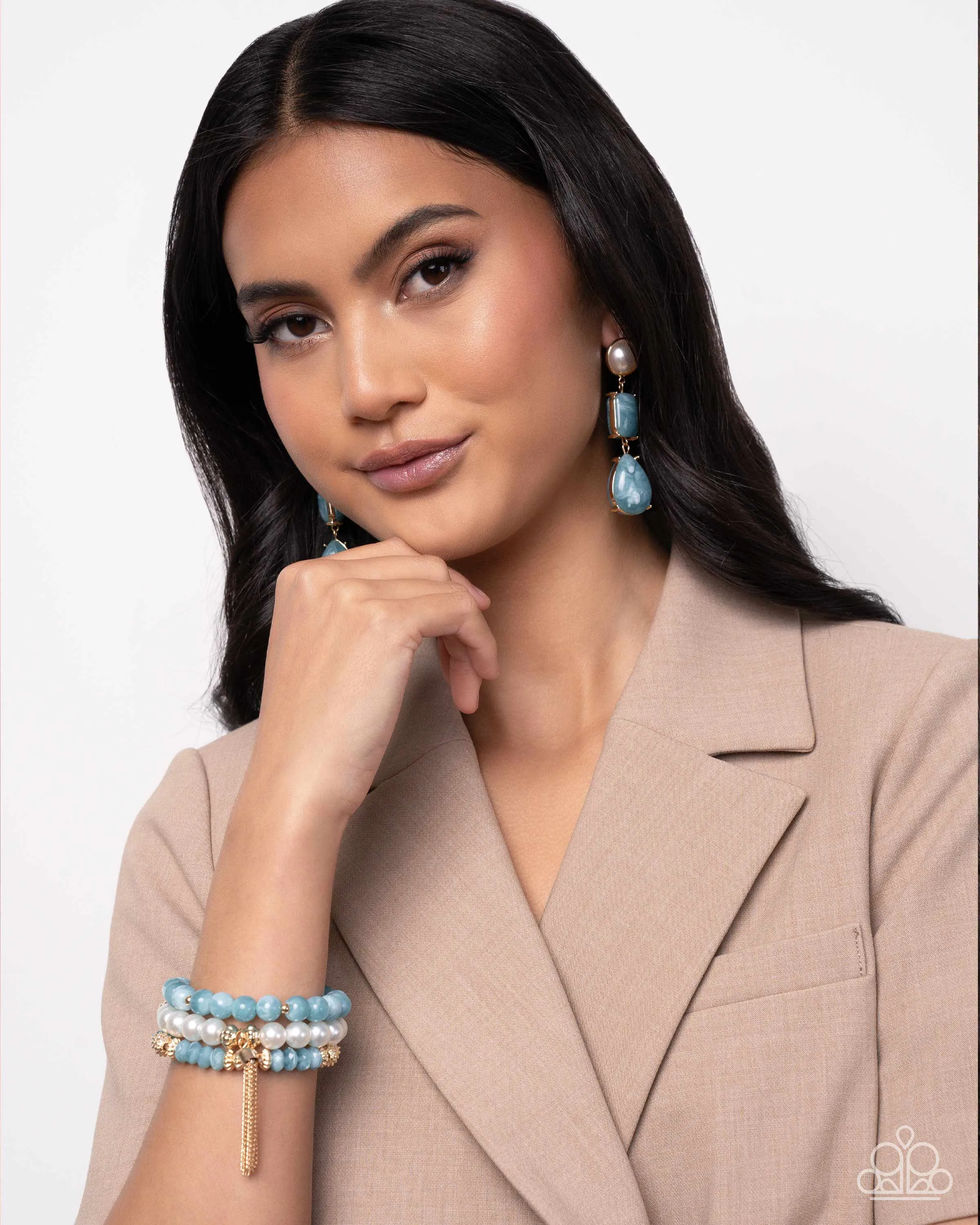 Marbled Masterpiece - Blue Post Earrings - Paparazzi Accessories