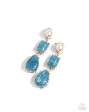 Marbled Masterpiece - Blue Post Earrings - Paparazzi Accessories