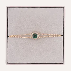 May Emerald-Colour Birthstone Clasp Bracelet In Gold-Tone