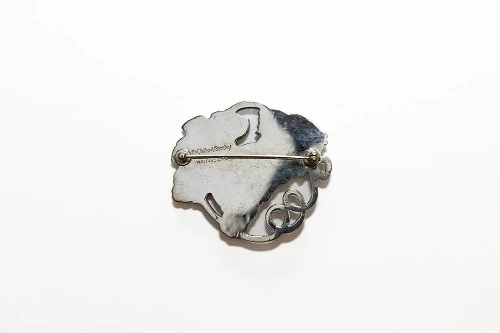 McCLELLAND BARCLAY Sterling Silver Repoussé Art Deco Grapes Brooch