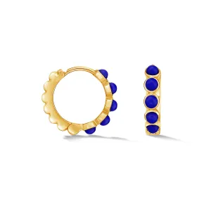 Medium Azure Lapis Huggie Hoops