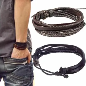 Men's Bracelets - Leather Bracelets for Men - Leather Bracelet Womens - Bracelet Leather Leather Wrap Bracelet - Boho Bracelet Gift For Men