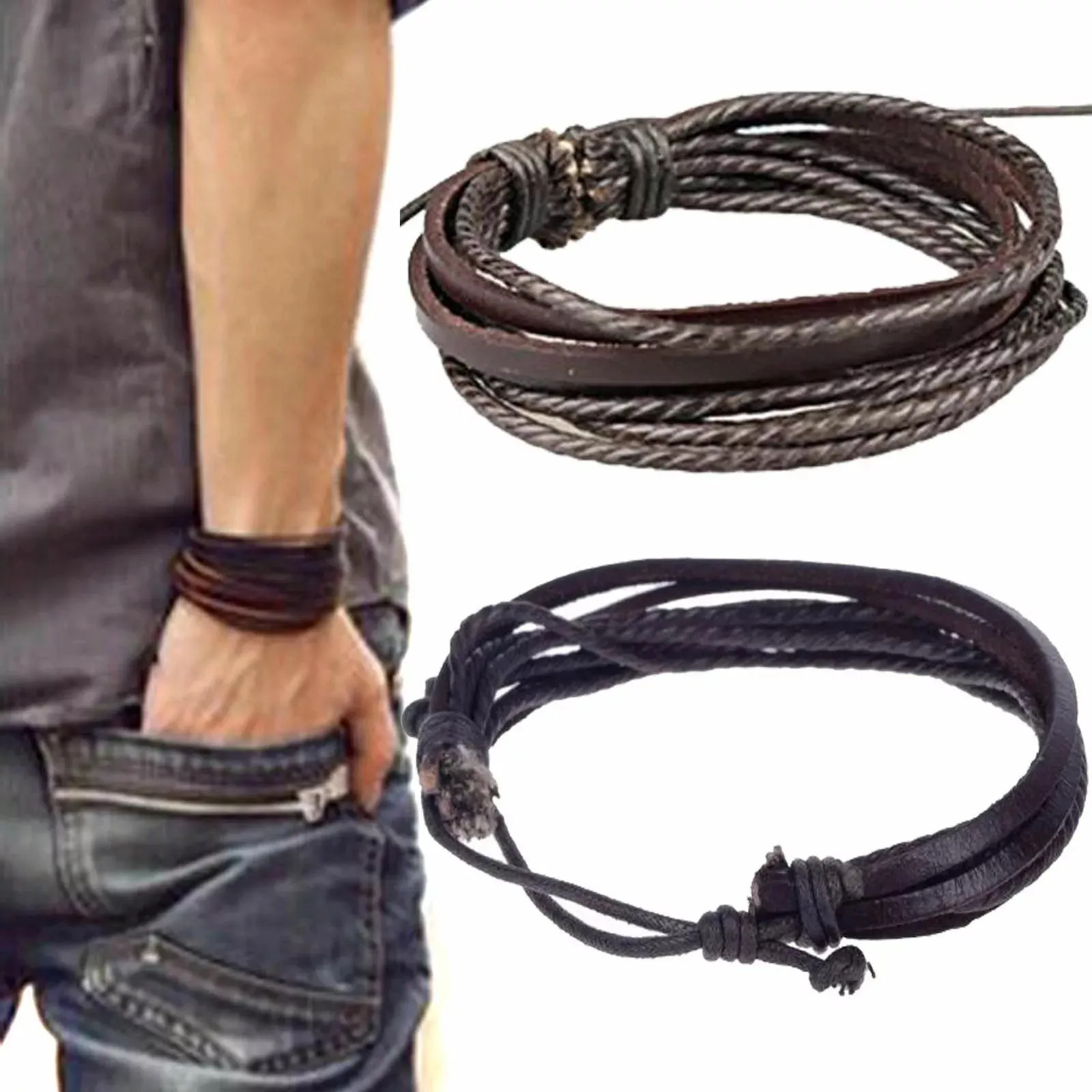 Men's Bracelets - Leather Bracelets for Men - Leather Bracelet Womens - Bracelet Leather Leather Wrap Bracelet - Boho Bracelet Gift For Men