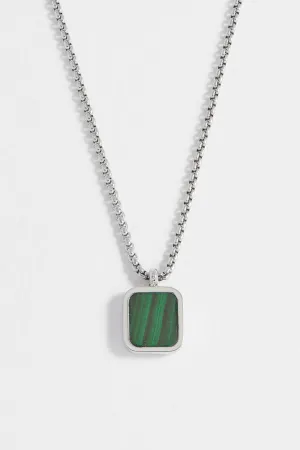 Mens Square Gemstone Pendant Necklace