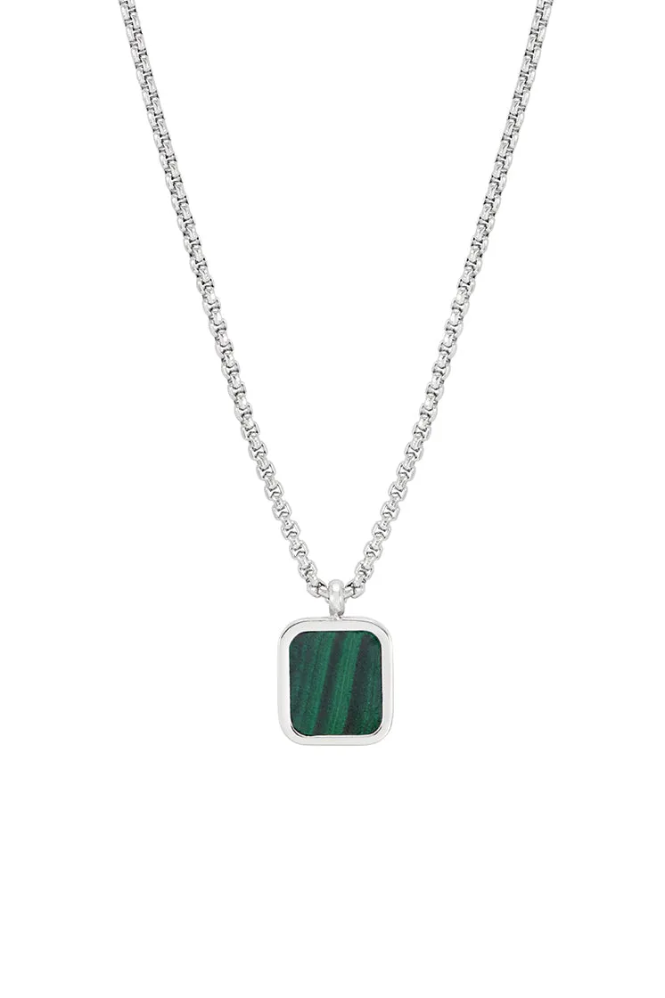 Mens Square Gemstone Pendant Necklace