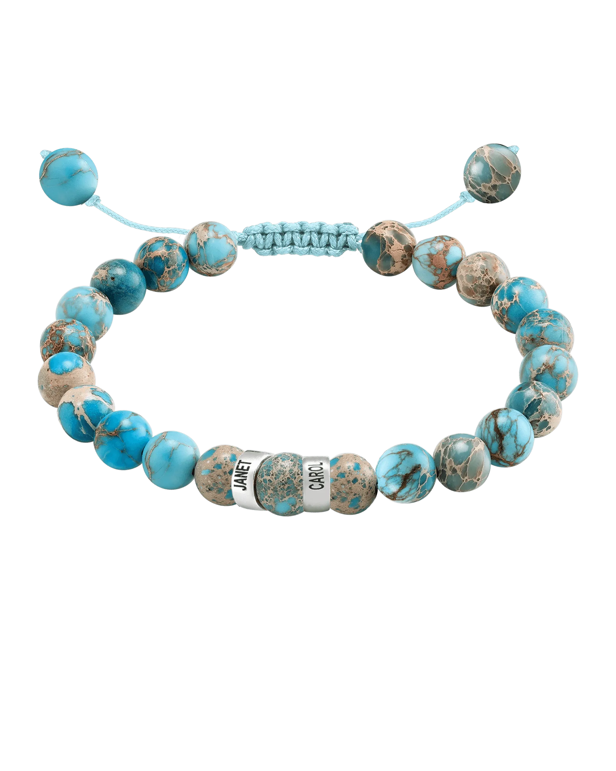 Men's Turquoise Imperial Jasper Engravable Bead Bracelet - 925 Sterling Silver