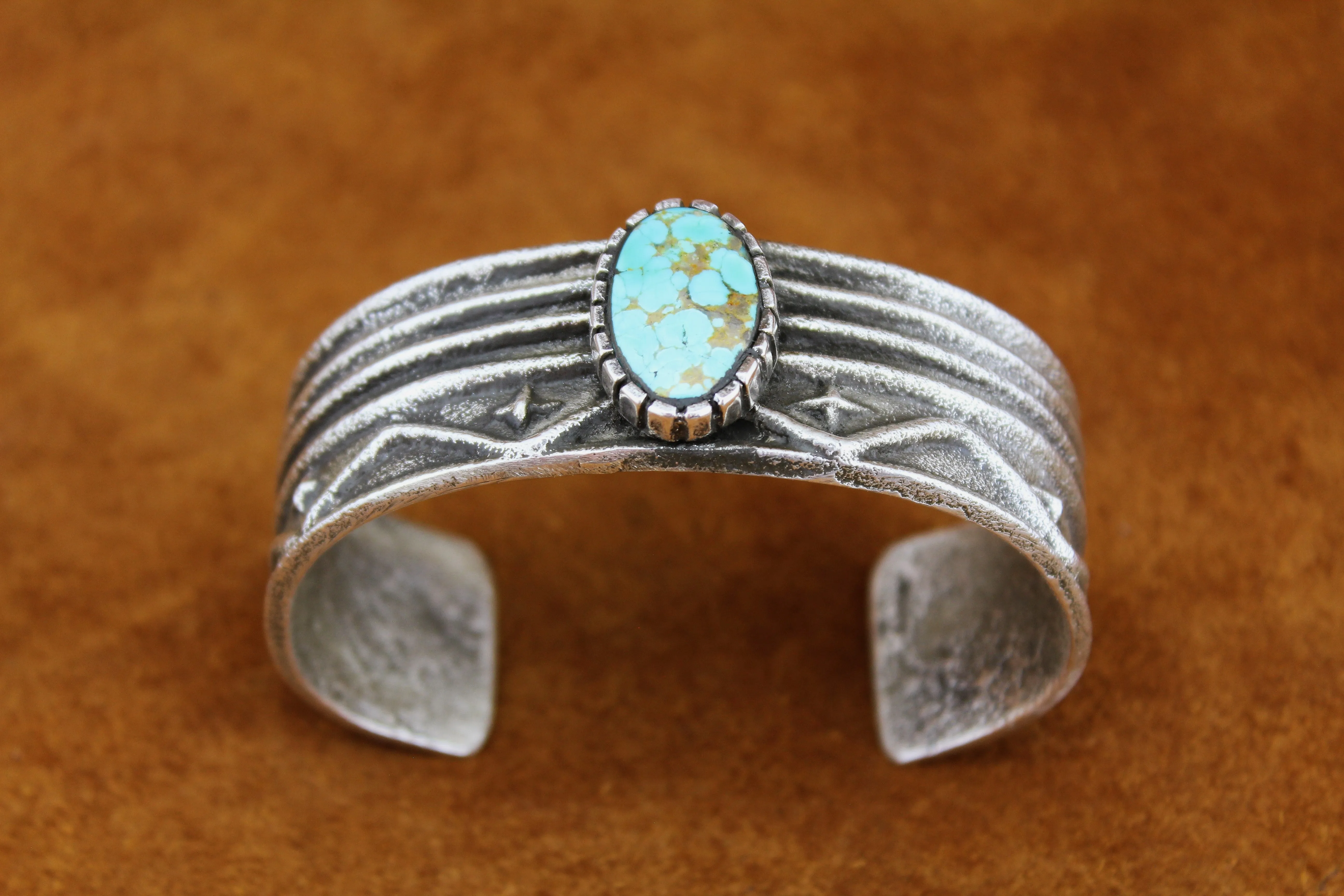 Merlin James Sterling Turquoise Tufa Cast Bracelet