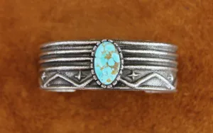 Merlin James Sterling Turquoise Tufa Cast Bracelet