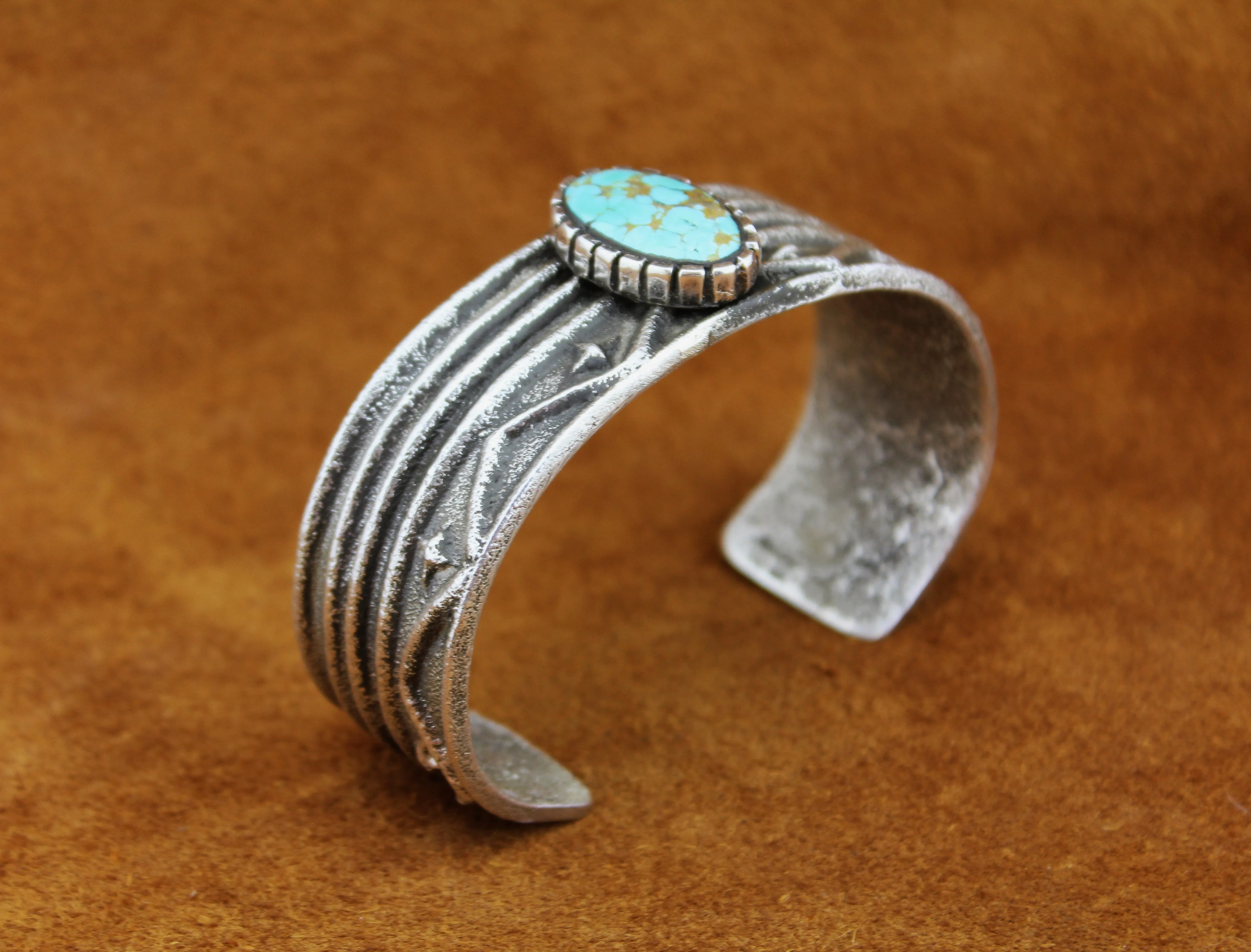 Merlin James Sterling Turquoise Tufa Cast Bracelet