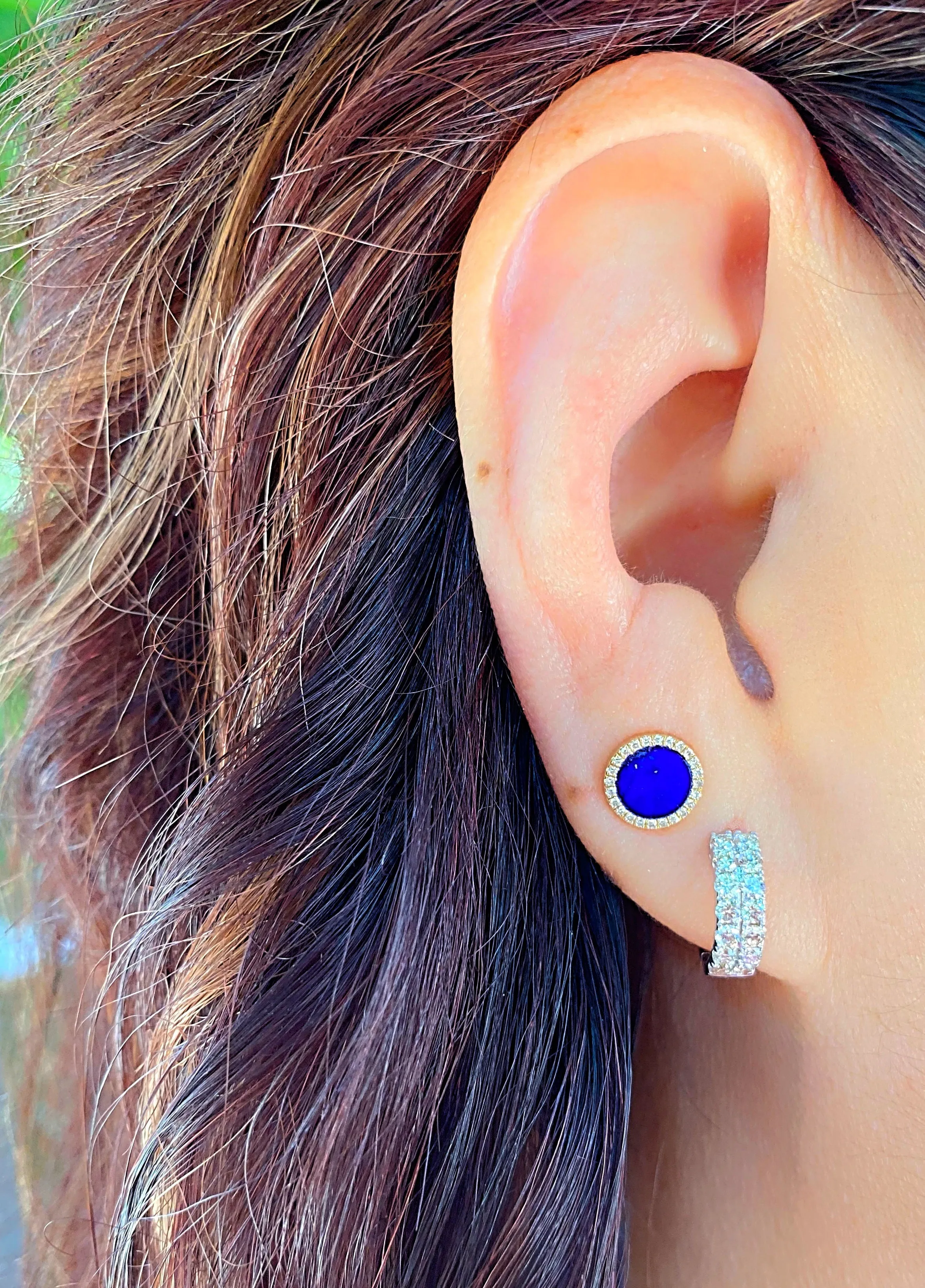 Mini Lapis Halo Earrings