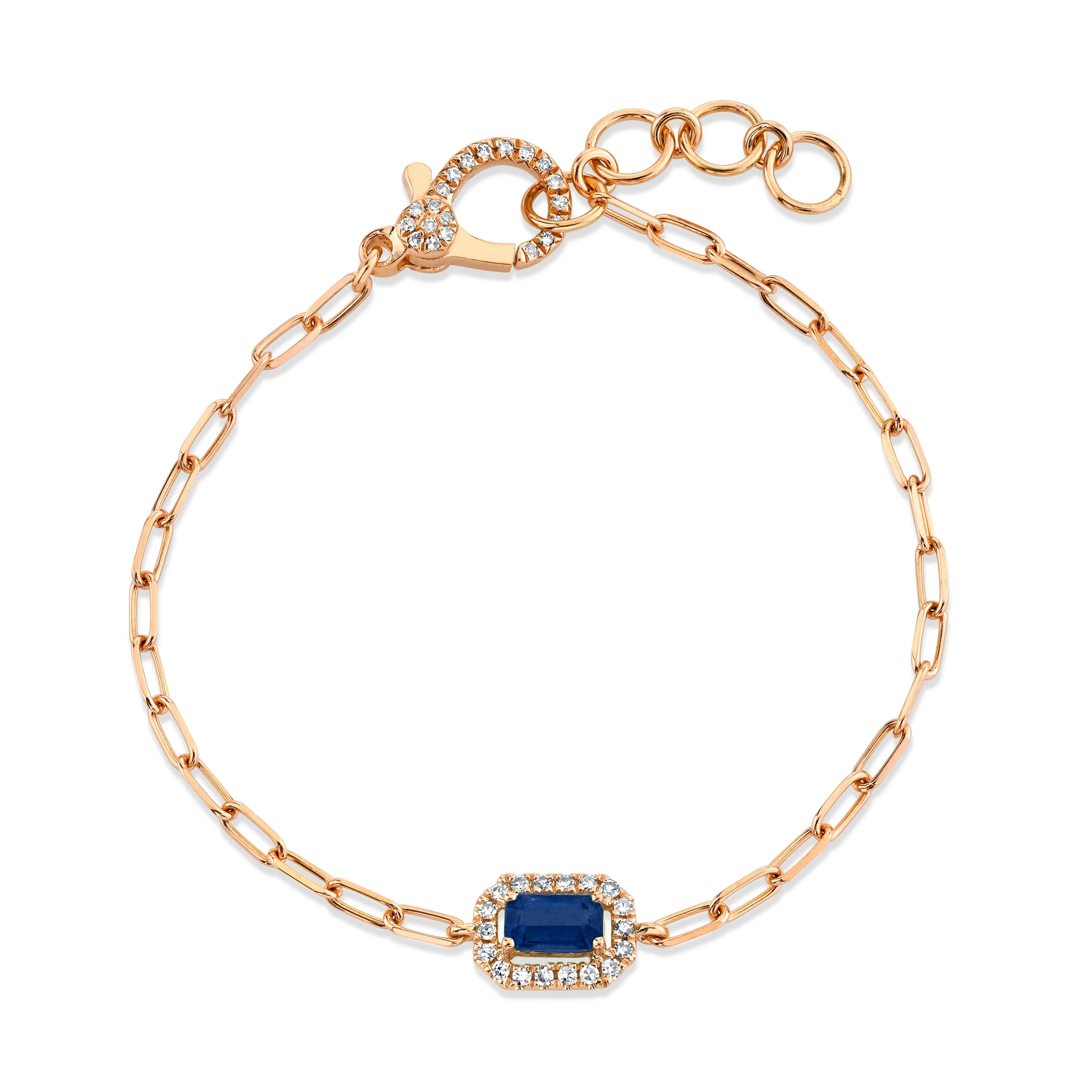 MINI ME BLUE SAPPHIRE & DIAMOND HALO DROP BRACELET