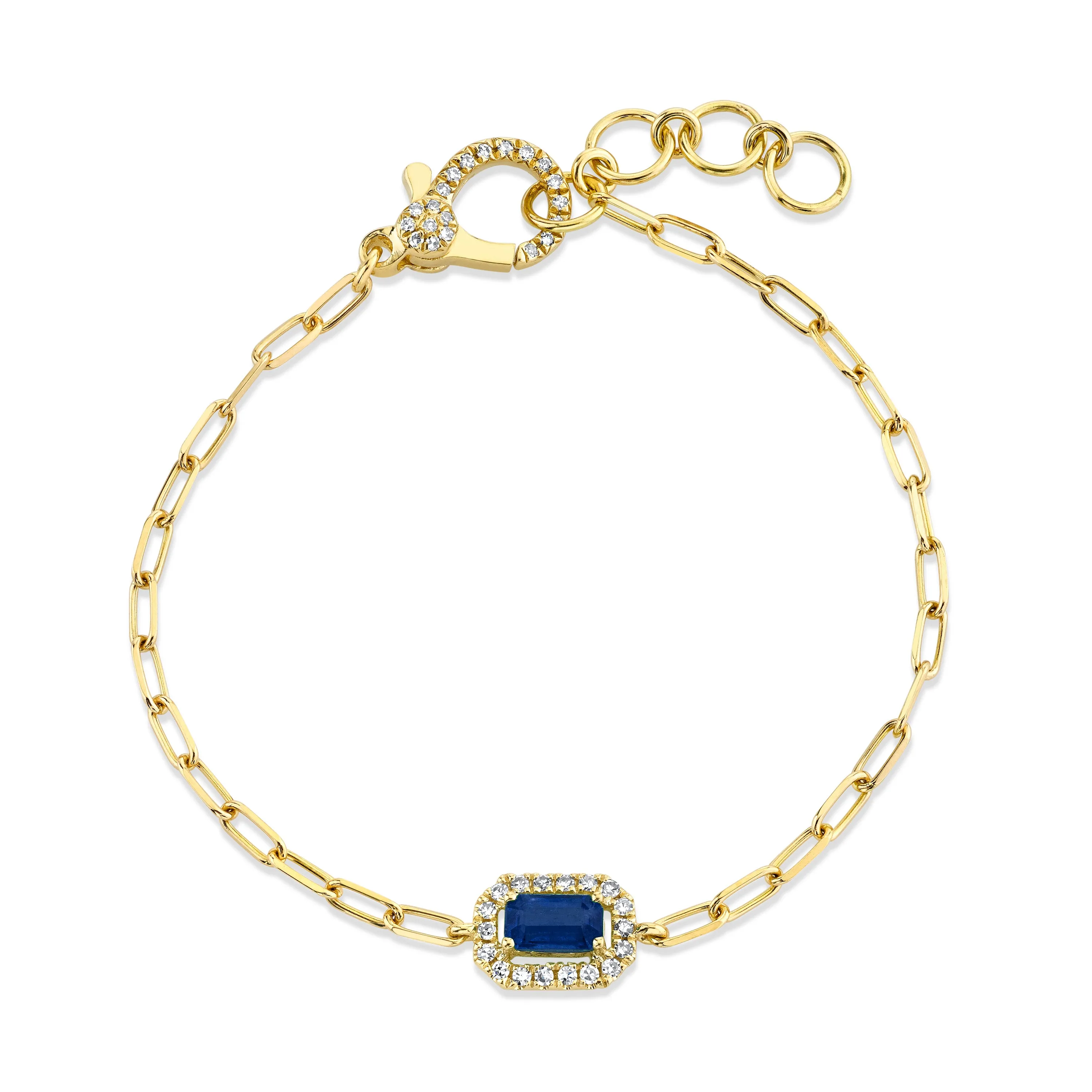 MINI ME BLUE SAPPHIRE & DIAMOND HALO DROP BRACELET