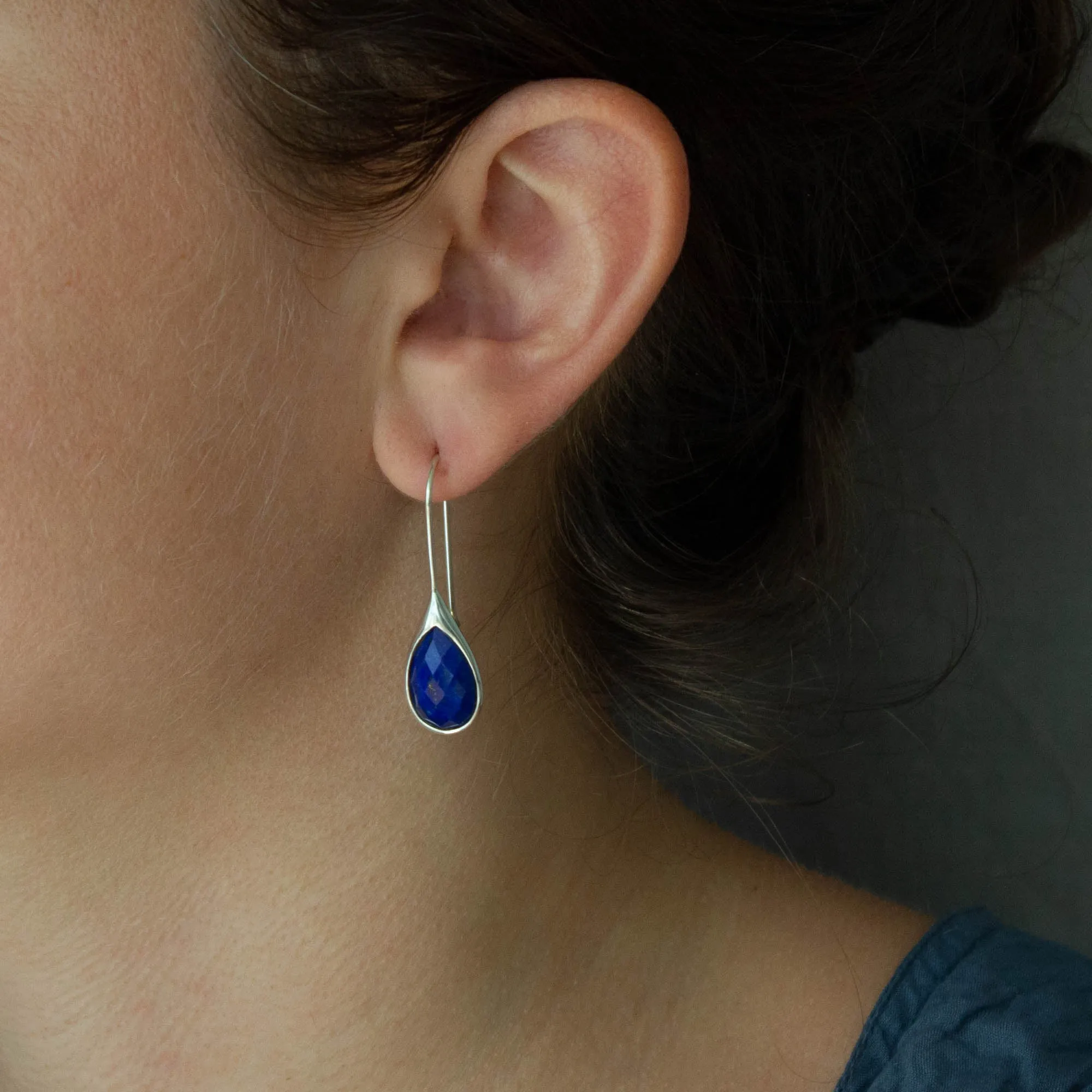 Minimal Gemstone Teardrop Earrings