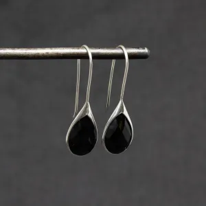 Minimal Gemstone Teardrop Earrings