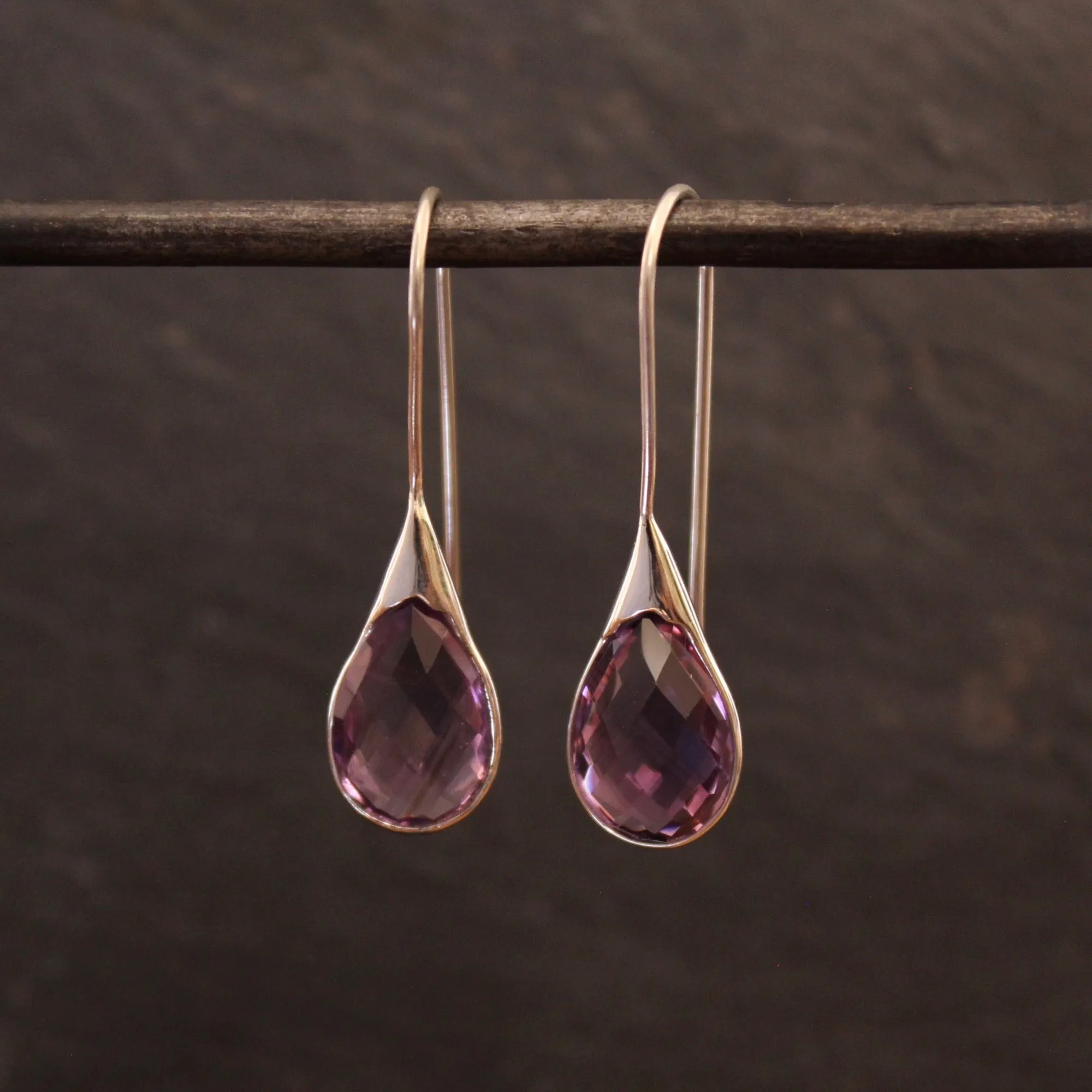 Minimal Gemstone Teardrop Earrings