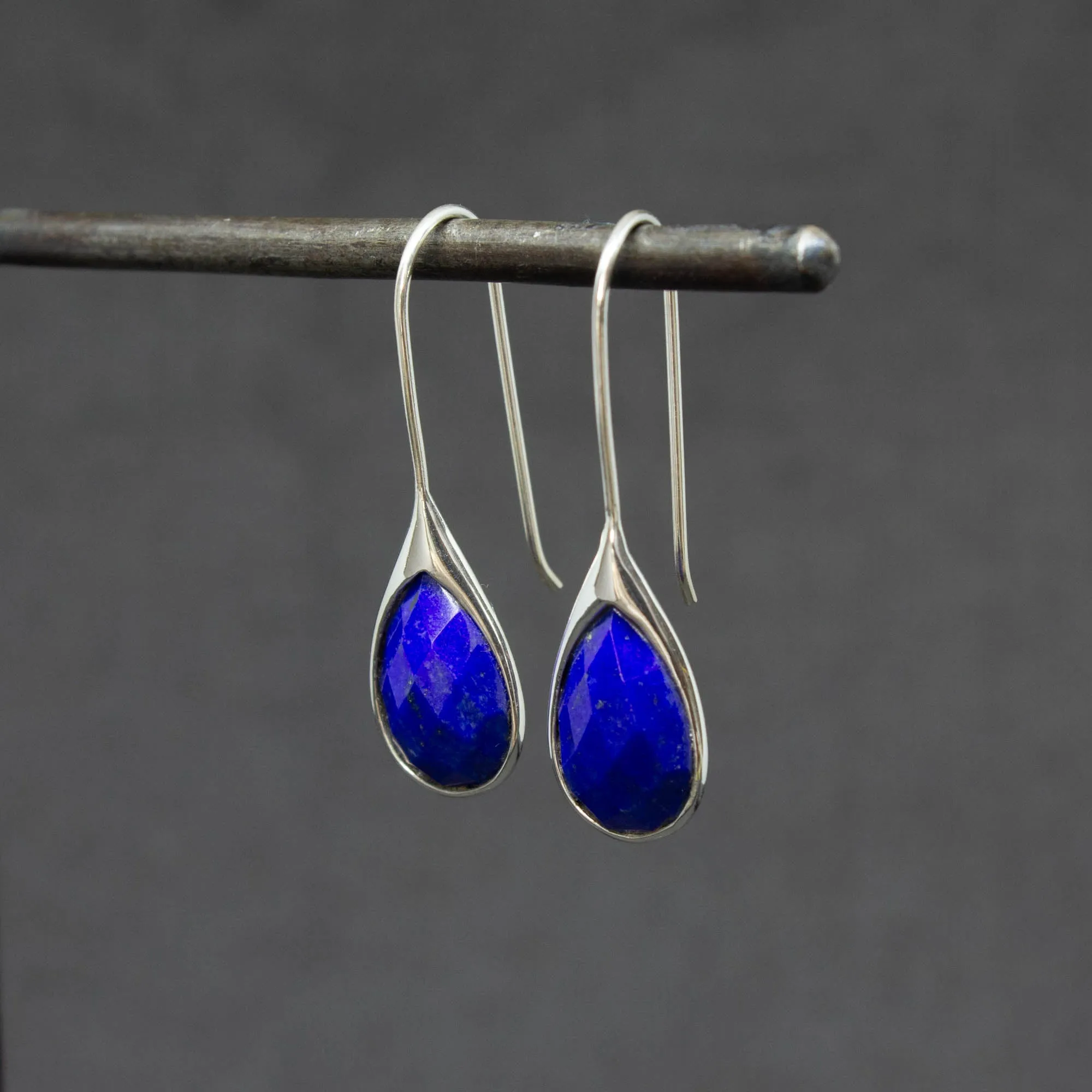 Minimal Gemstone Teardrop Earrings